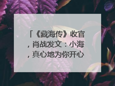 《藏海传》收官，肖战发文：小海，真心地为你开心！你看，有这么多人懂你！