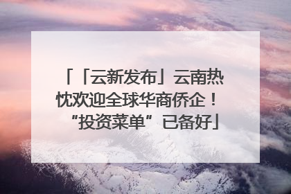 「云新发布」云南热忱欢迎全球华商侨企！“投资菜单”已备好