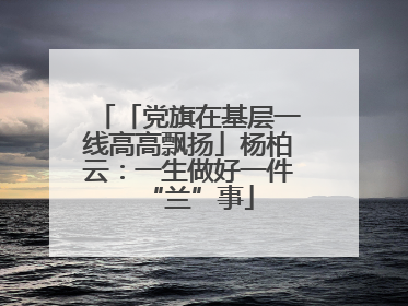 「党旗在基层一线高高飘扬」杨柏云：一生做好一件“兰”事
