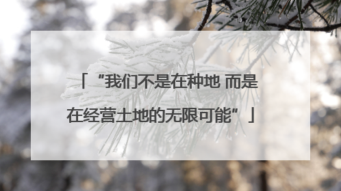 “我们不是在种地 而是在经营土地的无限可能”