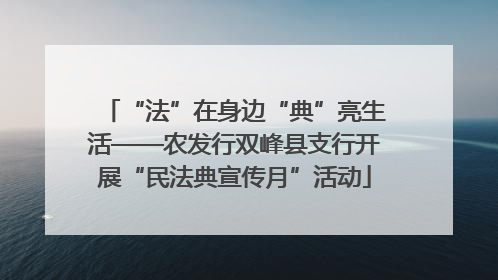 “法”在身边“典”亮生活——农发行双峰县支行开展“民法典宣传月”活动
