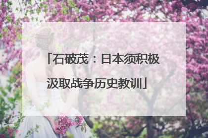 石破茂：日本须积极汲取战争历史教训