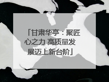甘肃华亭：聚匠心之力 高质量发展迈上新台阶