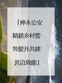 神木公安精耕乡村警务提升共建共治效能