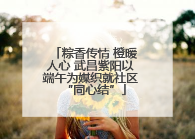 粽香传情 橙暖人心 武昌紫阳以端午为媒织就社区“同心结”