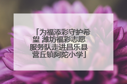 为福添彩守护希望 潍坊福彩志愿服务队走进昌乐县营丘镇阿陀小学