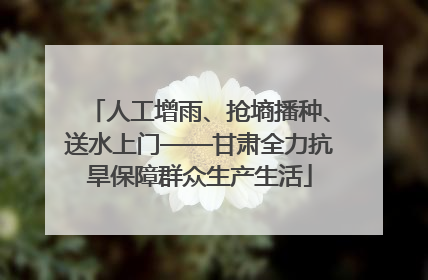 人工增雨、抢墒播种、送水上门——甘肃全力抗旱保障群众生产生活