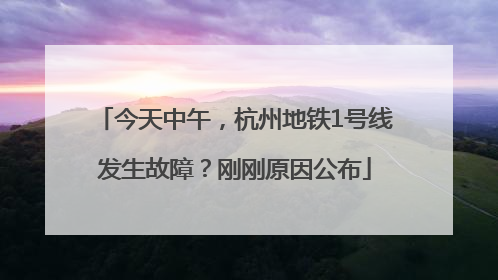 今天中午，杭州地铁1号线发生故障？刚刚原因公布