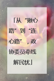 从“揪心路”到“连心路”，政协委员牵线解民忧