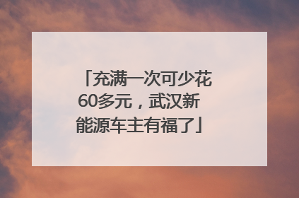 充满一次可少花60多元，武汉新能源车主有福了