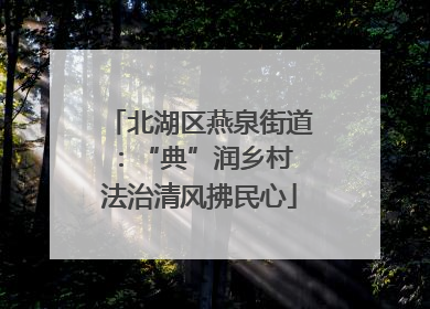 北湖区燕泉街道：“典”润乡村 法治清风拂民心