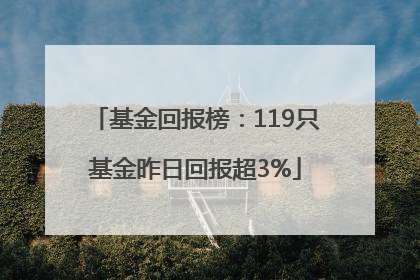 基金回报榜：119只基金昨日回报超3%