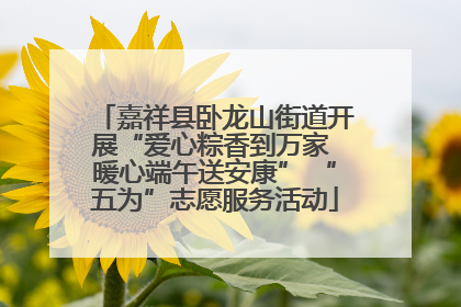 嘉祥县卧龙山街道开展“爱心粽香到万家 暖心端午送安康” “五为”志愿服务活动