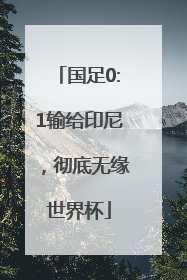 国足0:1输给印尼，彻底无缘世界杯