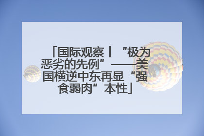 国际观察丨“极为恶劣的先例”——美国横逆中东再显“强食弱肉”本性
