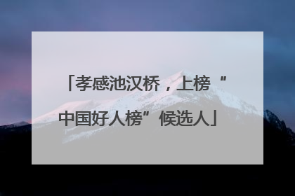 孝感池汉桥，上榜“中国好人榜”候选人