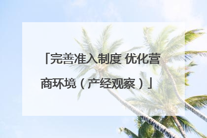 完善准入制度 优化营商环境（产经观察）