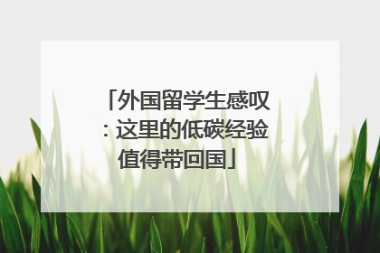 外国留学生感叹：这里的低碳经验值得带回国