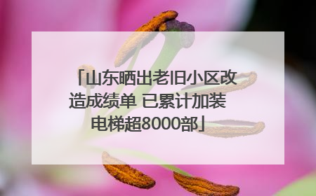 山东晒出老旧小区改造成绩单 已累计加装电梯超8000部