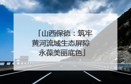 山西保德：筑牢黄河流域生态屏障 永葆美丽底色