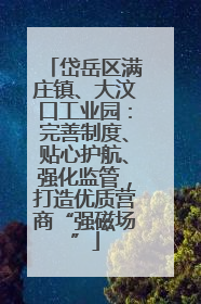 岱岳区满庄镇、大汶口工业园：完善制度、贴心护航、强化监管，打造优质营商“强磁场”