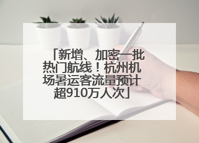 新增、加密一批热门航线！杭州机场暑运客流量预计超910万人次