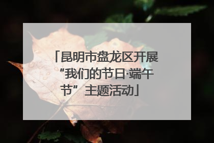 昆明市盘龙区开展“我们的节日·端午节”主题活动