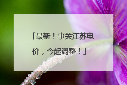 最新！事关江苏电价，今起调整！