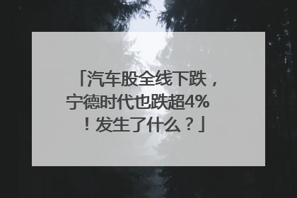 汽车股全线下跌，宁德时代也跌超4%！发生了什么？