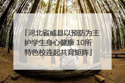 河北省威县以预防为主护学生身心健康 10所特色校连起共育矩阵