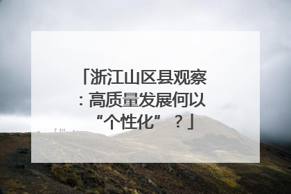 浙江山区县观察：高质量发展何以“个性化”？