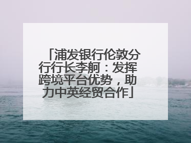 浦发银行伦敦分行行长李舸：发挥跨境平台优势，助力中英经贸合作