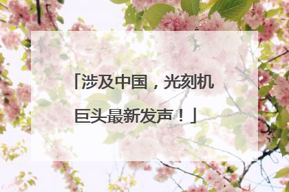 涉及中国，光刻机巨头最新发声！