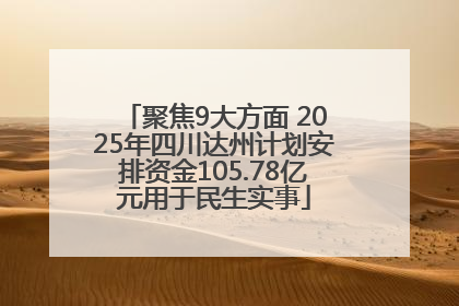 聚焦9大方面 2025年四川达州计划安排资金105.78亿元用于民生实事