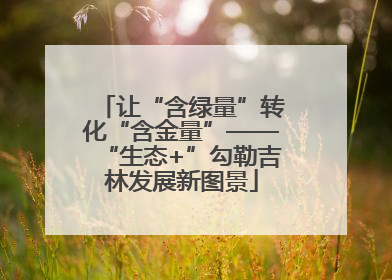 让“含绿量”转化“含金量”——“生态+”勾勒吉林发展新图景