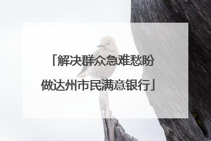 解决群众急难愁盼 做达州市民满意银行