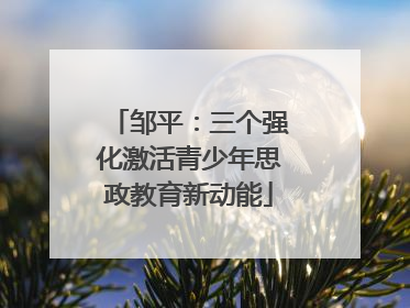 邹平：三个强化激活青少年思政教育新动能