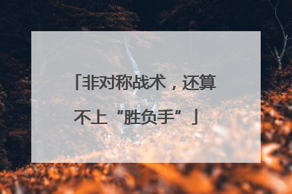 非对称战术，还算不上“胜负手”