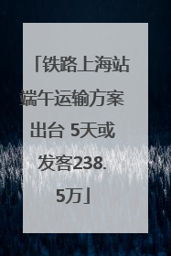 铁路上海站端午运输方案出台 5天或发客238.5万