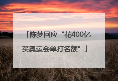陈梦回应“花400亿买奥运会单打名额”