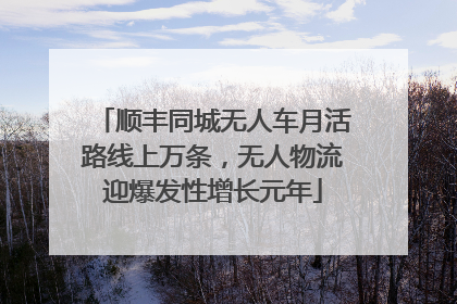 顺丰同城无人车月活路线上万条，无人物流迎爆发性增长元年