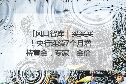 风口智库｜买买买！央行连续7个月增持黄金，专家：金价或仍易涨难跌