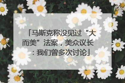 马斯克称没见过“大而美”法案，美众议长：我们曾多次讨论