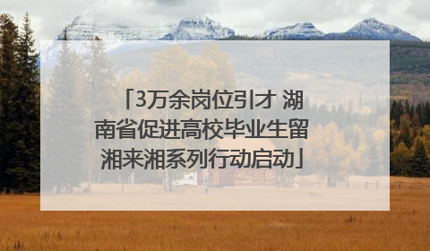 3万余岗位引才 湖南省促进高校毕业生留湘来湘系列行动启动